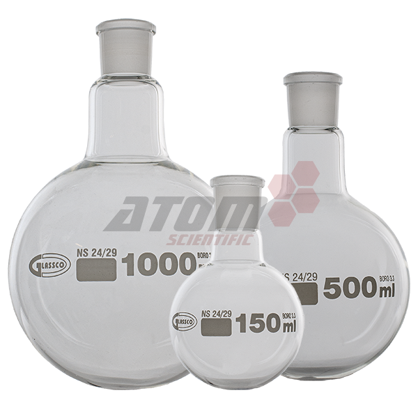 Glassco Flask, Round Bottom, Borosilicate glass, 25ml - 5L, 24/29